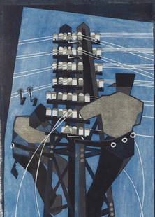 Lill Tschudi (1911-2004) Fixing the Wires: Lill Tschudi (1911-2004) Fixing the Wires. Print in colors. Measures: 14 x 9 inches. Signed and numbered in the plate.