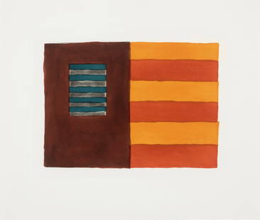 SEAN SCULLY (B. 1945) Diptych Print in colors: SEAN SCULLY (B. 1945) Diptych Print in colors,on Rives BFK paper, unsigned, measures approx 18 x 21 1/2 inches