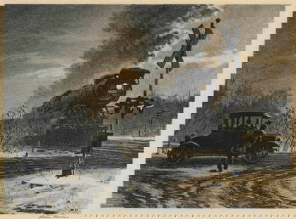 MARTIN LEWIS (1881-1962) Veterans: MARTIN LEWIS (1881-1962) Veterans , offset lithograph, on wove paper, plate signed , measures 16 x 22 inches