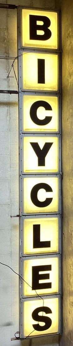 Lighted Vertical Bicycles Sign (1 of 1)