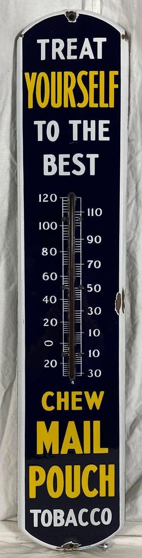 Early Porcelain Mail Pouch Tobacco Thermometer (1 of 3)