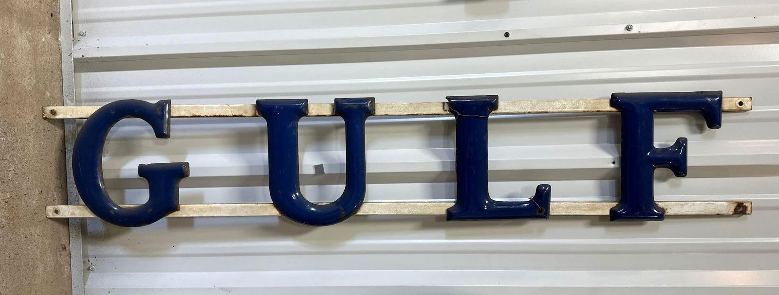 Gulf Porcelain Letters w/ Original Rails (1 of 2)