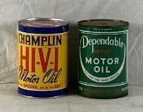 Champlin Hi-Vi and Dependable Motor Oil Quart Oil Cans (1 of 4)