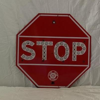Porcelain Southern California Stop Sign w/ Cat Eyes (1 of 3)