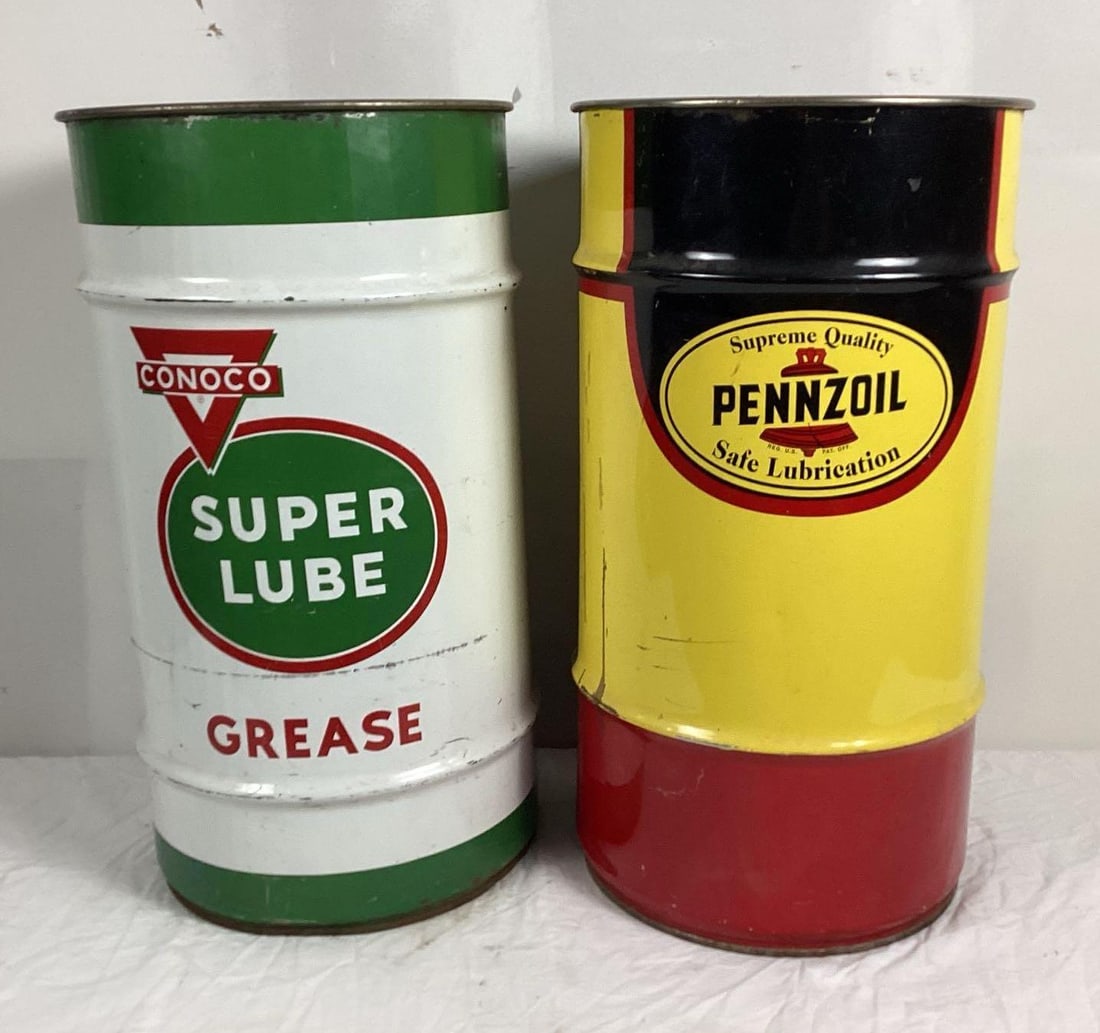 Two 25 Gallon Conoco and Pennzoil Oil Drums (1 of 4)