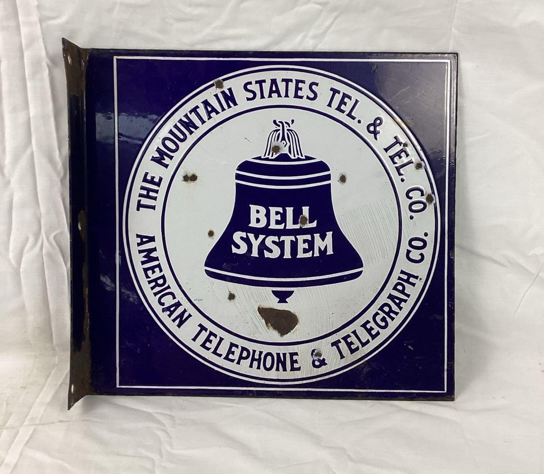 Bell System & American Telegraph Porcelain Flange Sign (1 of 3)
