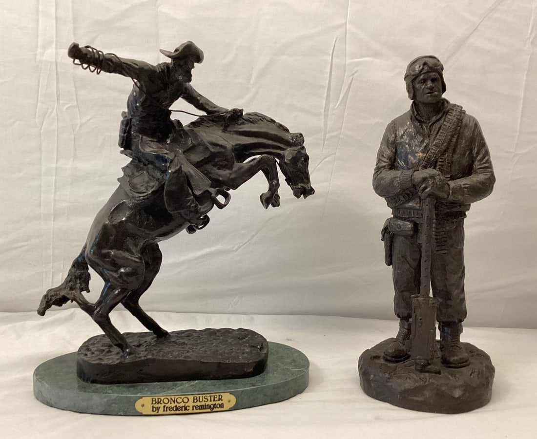 Bronco Buster and WW2 Airman Bronze Statues (1 of 8)