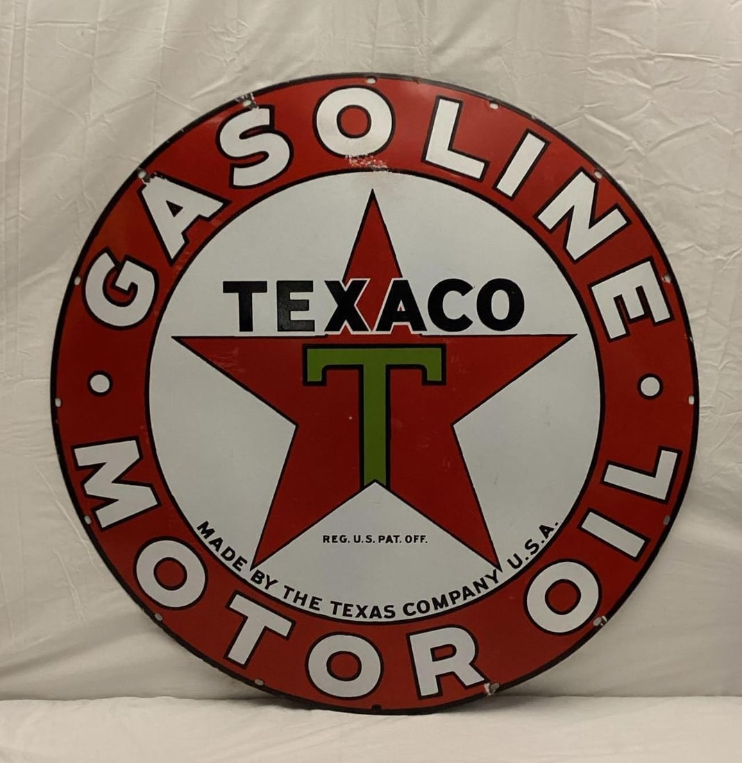 42" Texaco Motor Oil Porcelain Sign (1 of 2)