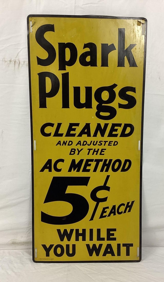 1937 AC Spark Plugs 5 Cent Cleaning Sign (1 of 3)