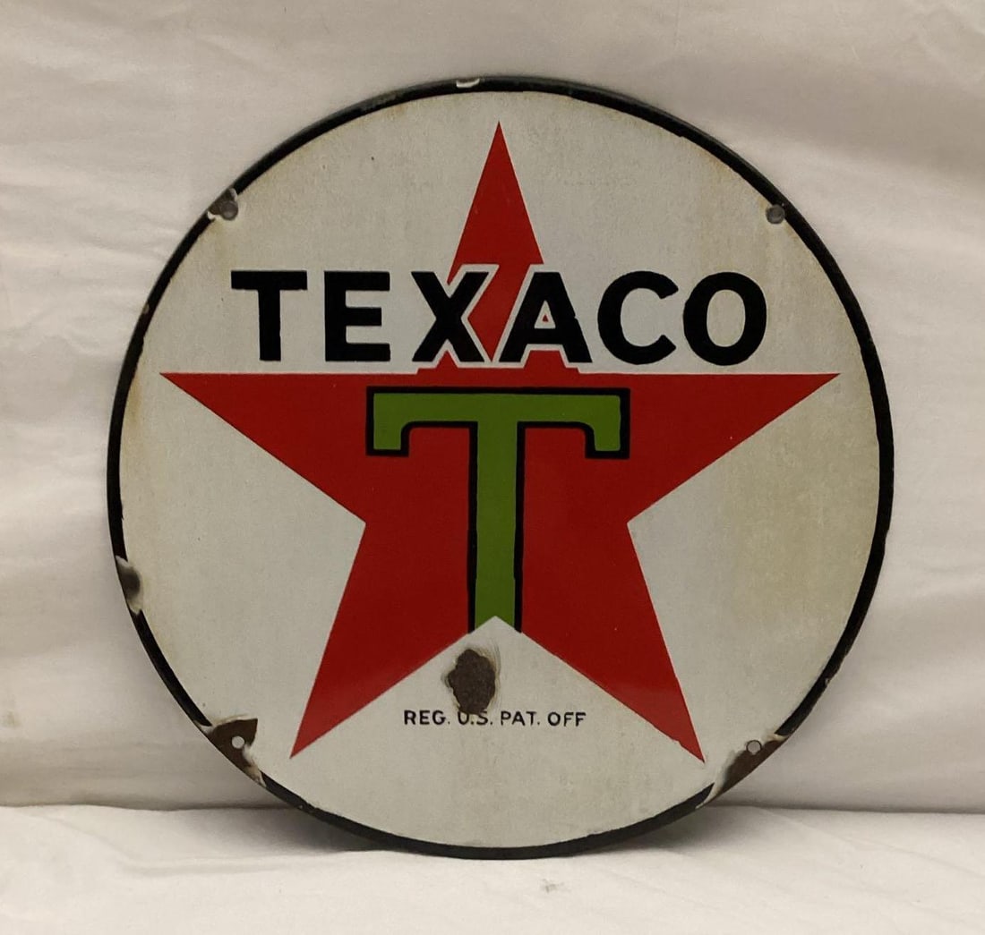 15" Texaco Porcelain Lubester Sign (1 of 2)