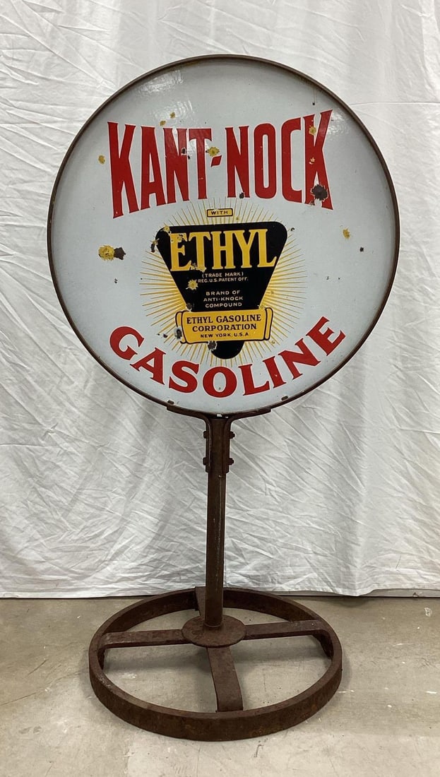 30" Deep Rock Kant-Knock Porcelain Curb Sign w/ Base (1 of 5)