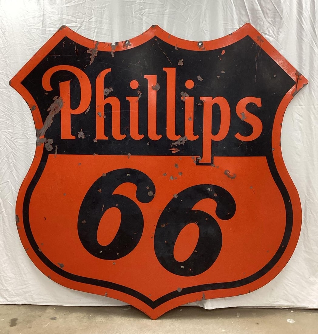 72" 1950 Phillips 66 Porcelain Sign w/ Neon Stand-Offs (1 of 3)