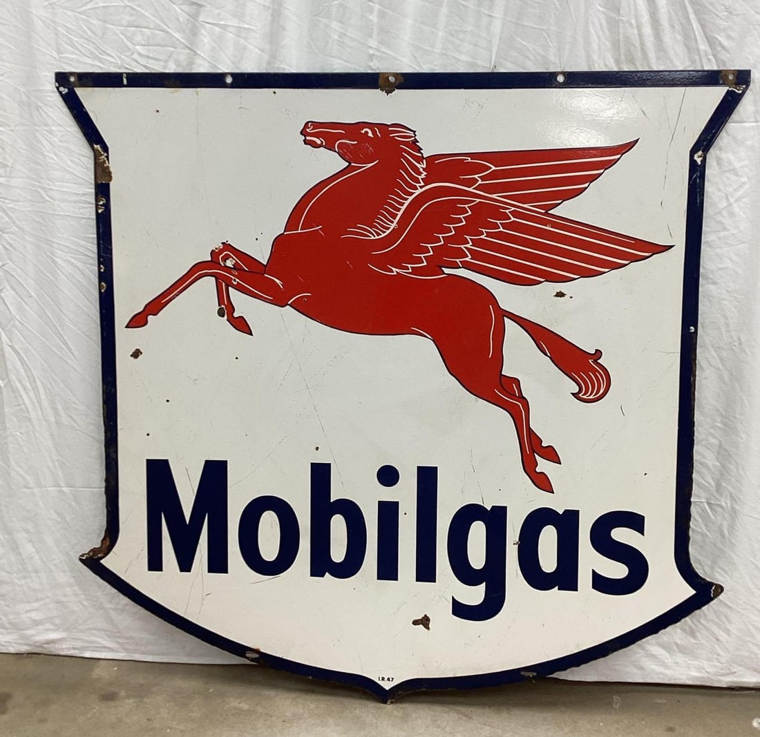 1947 Mobilgas Porcelain Shield Sign (1 of 4)