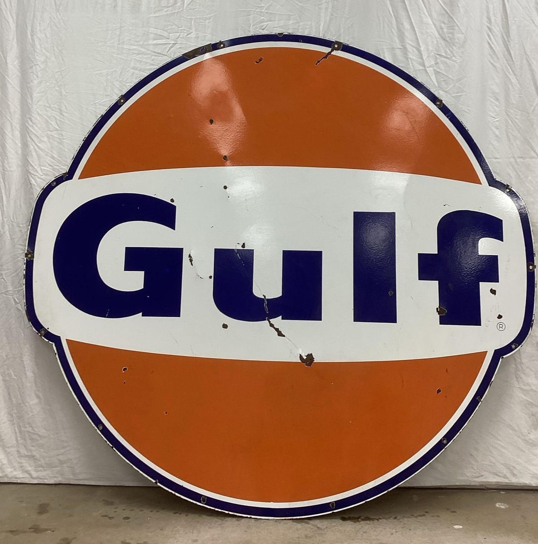 72" Gulf "Dog Ear" Porcelain Sign (1 of 3)