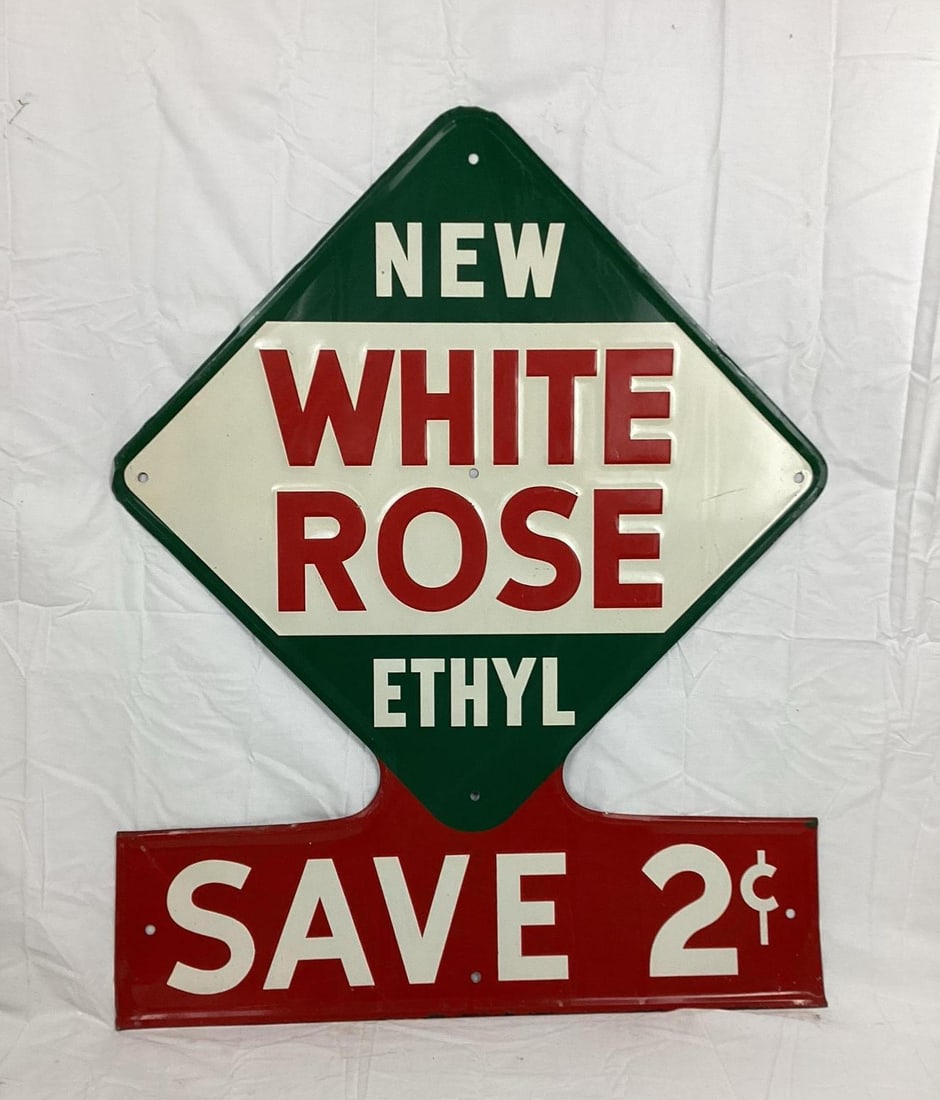 New White Rose Ethyl Die-Cut Metal Sign (1 of 2)