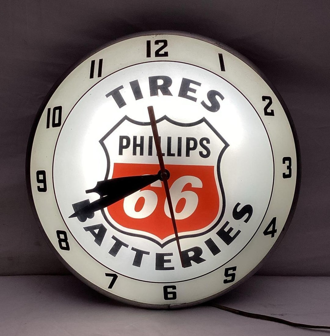 Phillps 66 Tires & Batteries Double Bubble Clock (1 of 5)
