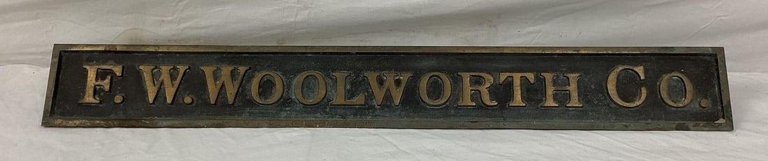 F.W.  Woolworth's Building Cast Brass Building Sign (1 of 2)
