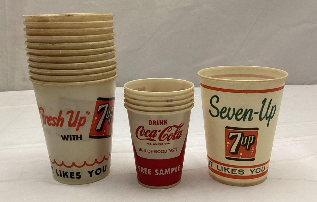 Early 7up and Coca-Cola Wax Fountain Cups:  Early 7up and Coca-Cola Wax Fountain Cups 