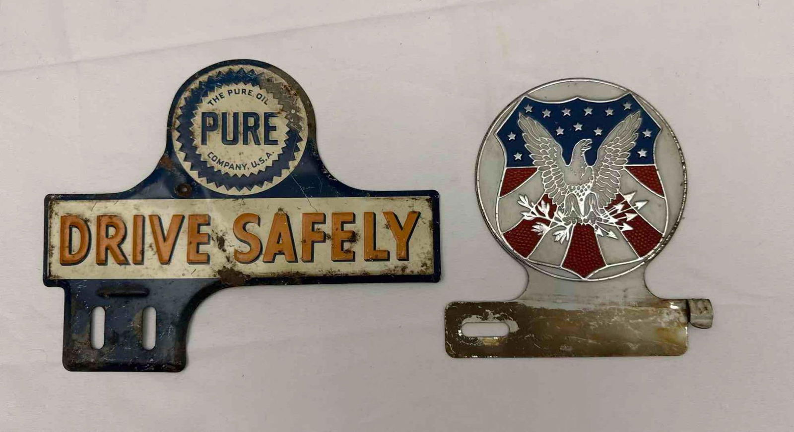 Pure and National Recovery Administration "Blue Eagle" License Plate Attachments (1 of 3)