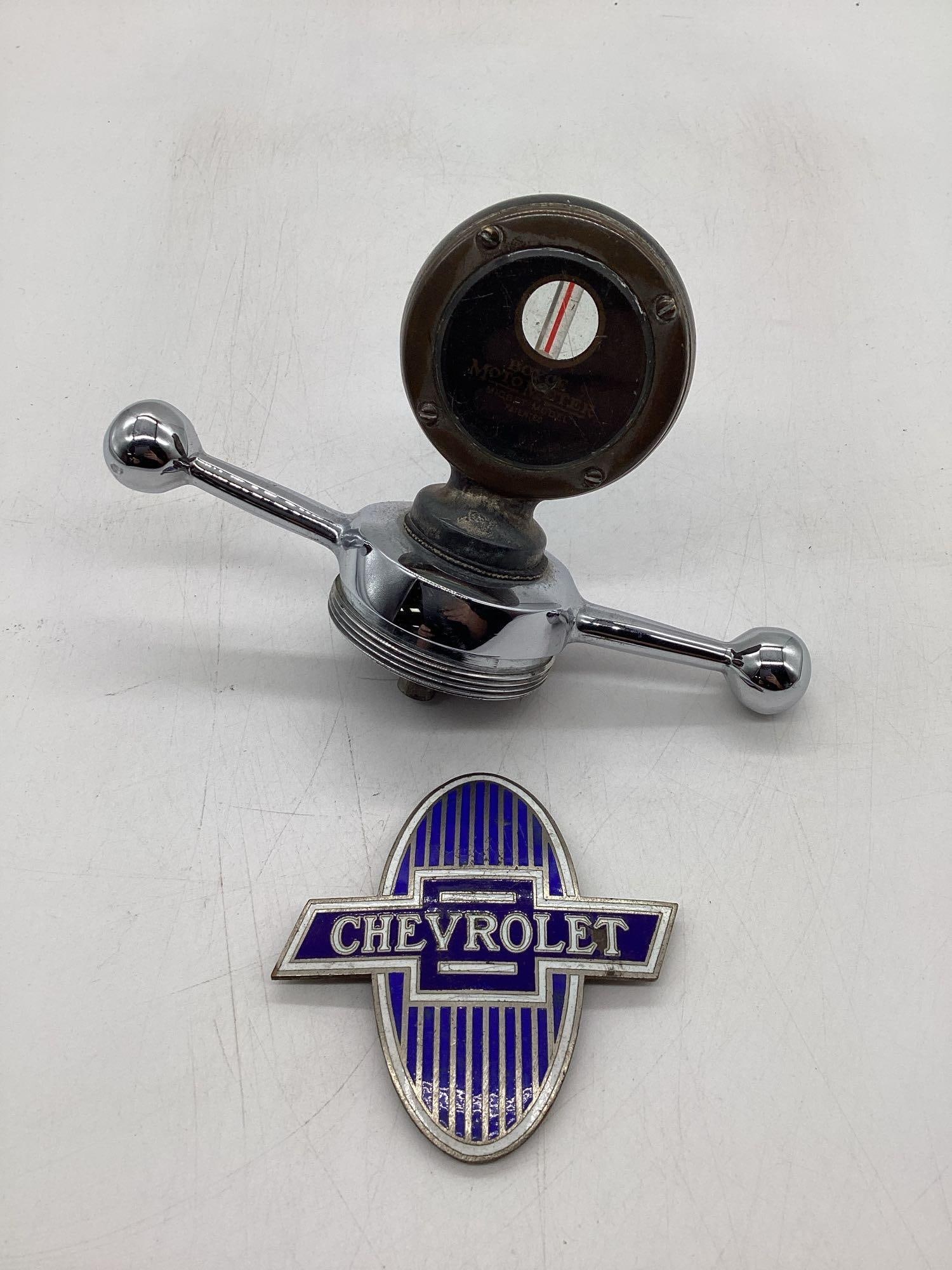 1920's Boyce Motometer and Chevrolet Radiator Badge (1 of 6)