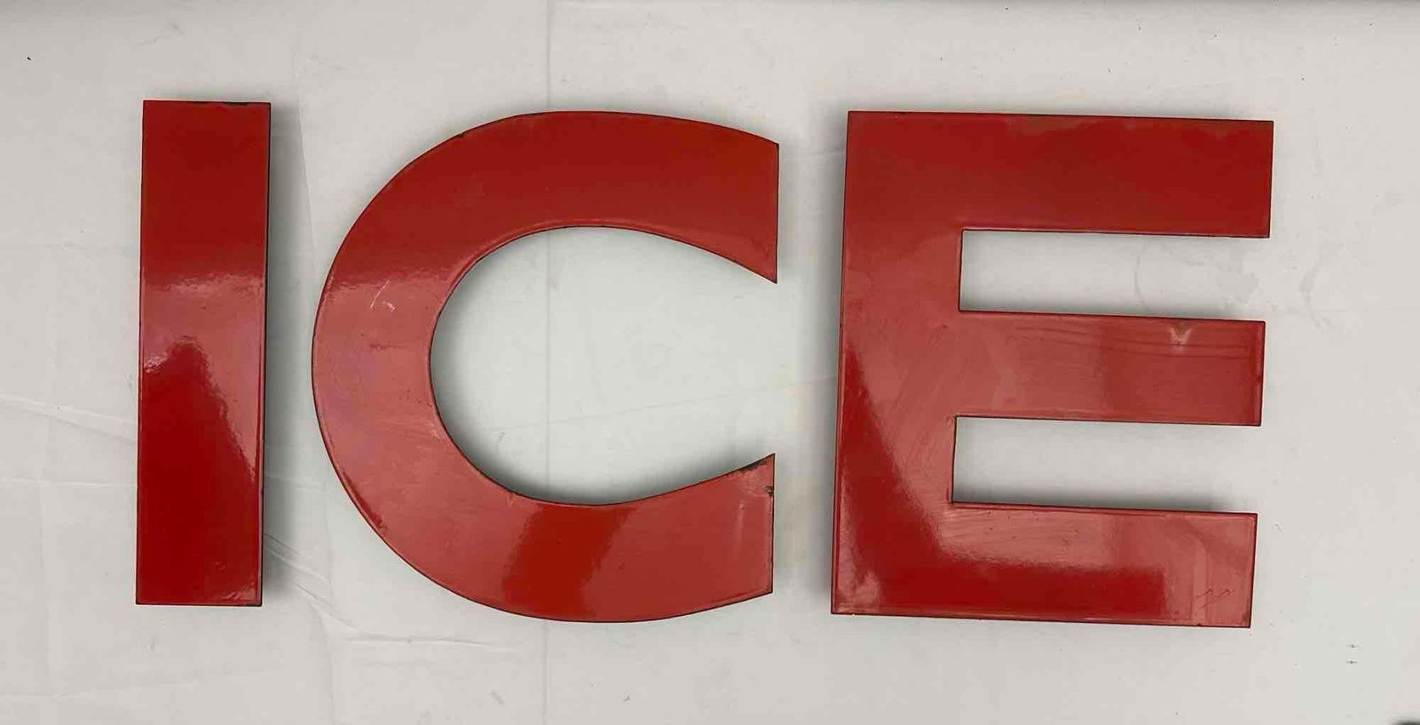 Porcelain "Ice" Letters Sign w/ Original Mounting Tabs (1 of 3)