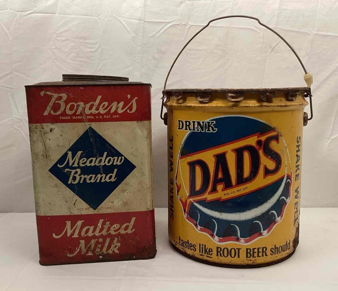 Dad's Root Beer and Borden's Malted Milk 25lb Tins (1 of 6)