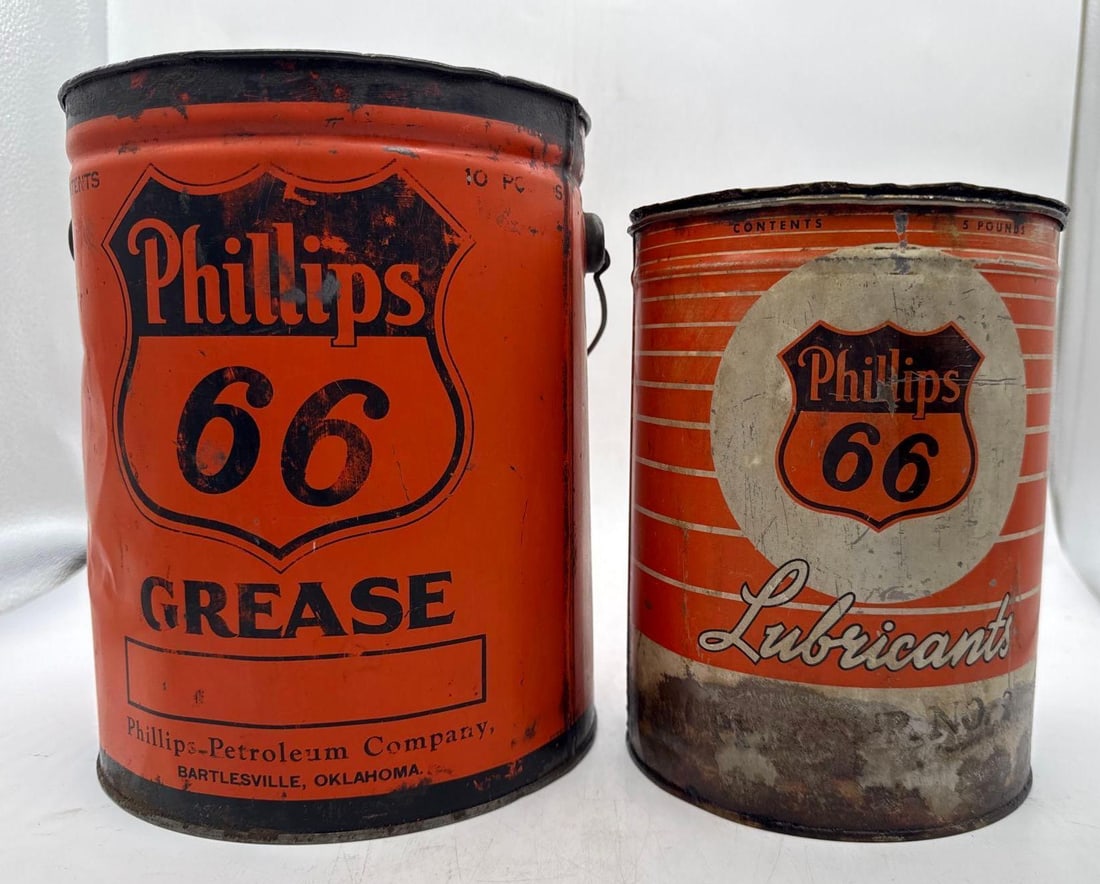 Early Phillips 66 5 Quart Oil Can & Five Pound Grease Can (1 of 5)