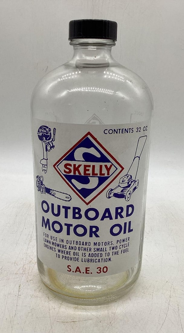 Skelly Outboard Motor Oil Quart Jar w/ Lid (1 of 4)