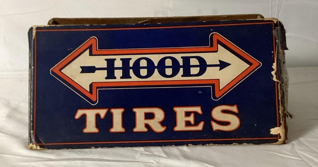 Early Cardboard Hood Tire Holder: Early Cardboard Hood Tire Holder. Has some damage 