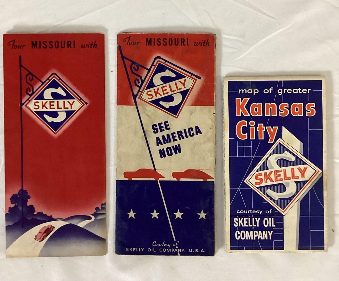 Two 1940's Skelly Missouri and Kansas City Road Maps (1 of 5)