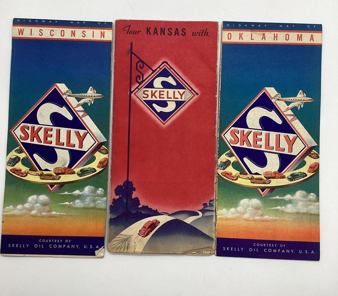 1940's Wisconsin, Oklahoma and Kansas Road Maps: 1940's Wisconsin, Oklahoma and Kansas Road Maps