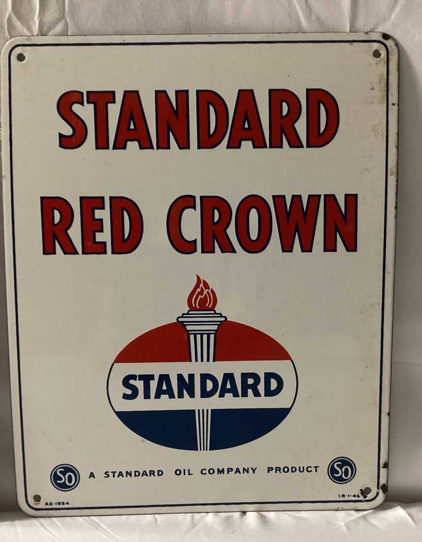 1954 Standard Red Crown Porcelain Gas Pump Sign (1 of 2)