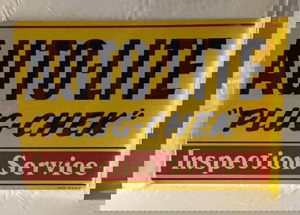 Auto-Lite Spark Plugs Flange Sign: Auto-Lite Spark Plugs painted metal?flange sign.? Presents with strong colors and light wear.? Measures 30x18.