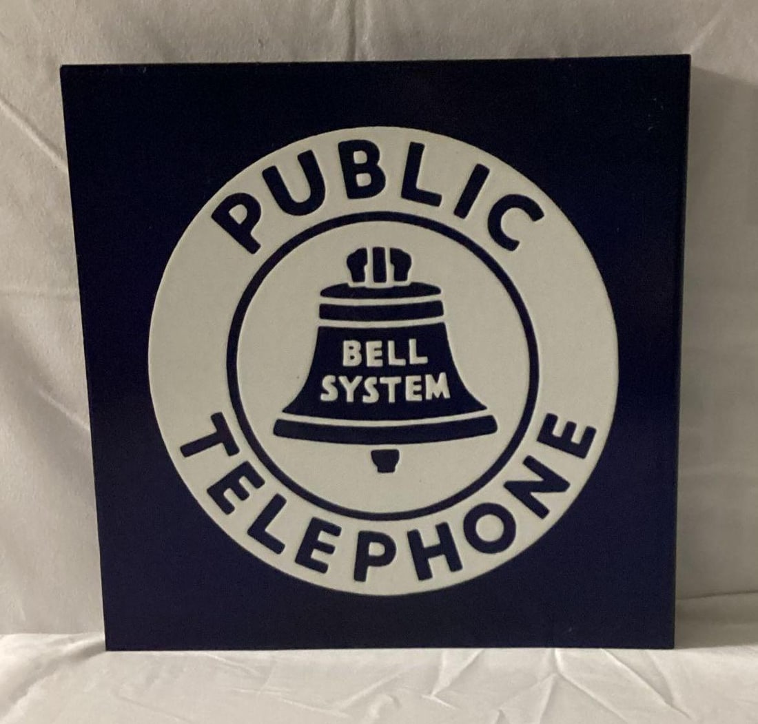 Porcelain Bell Public Telephone Flange Sign (1 of 3)