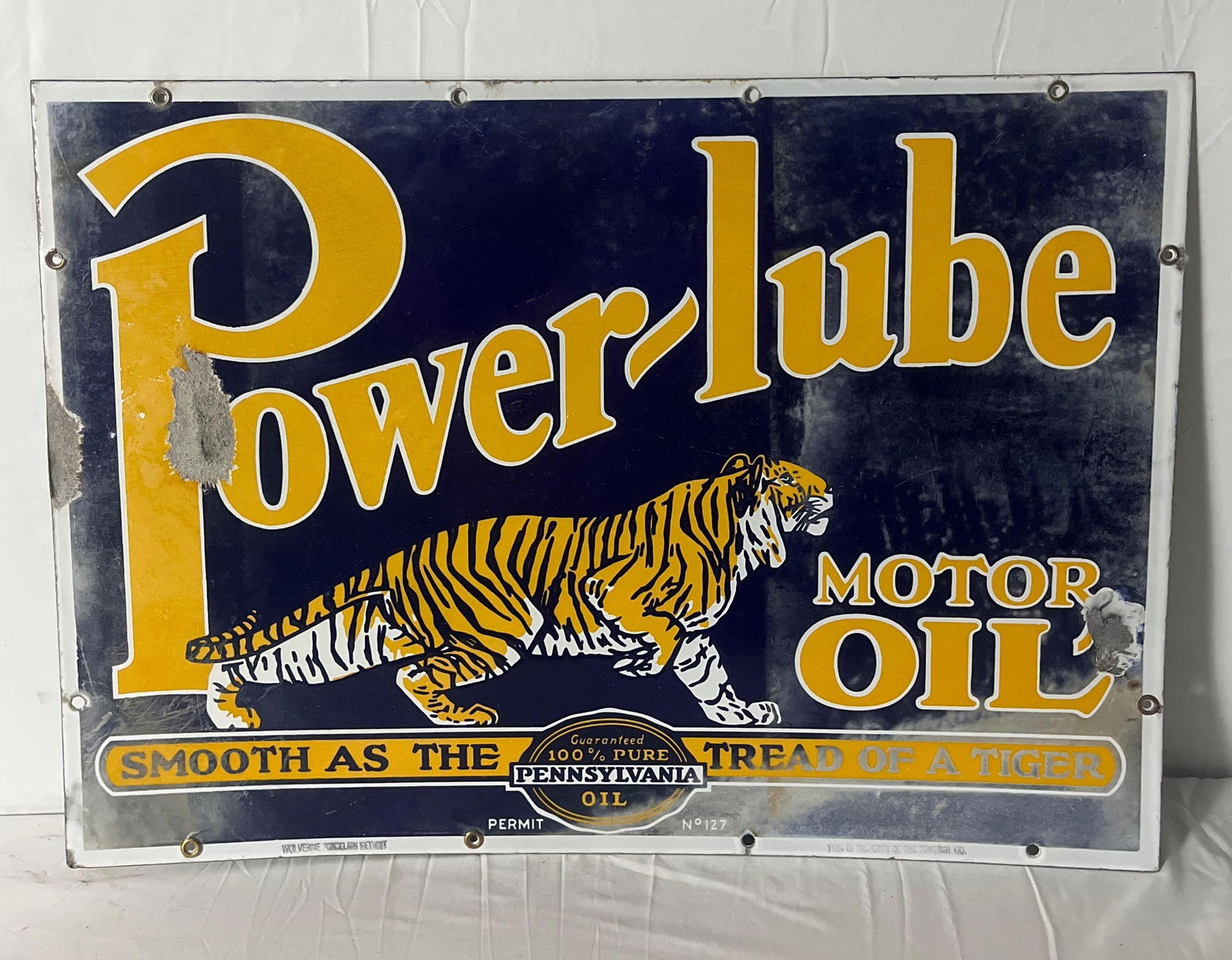 Powerlube Porcelain Sign w/ Tiger (1 of 8)