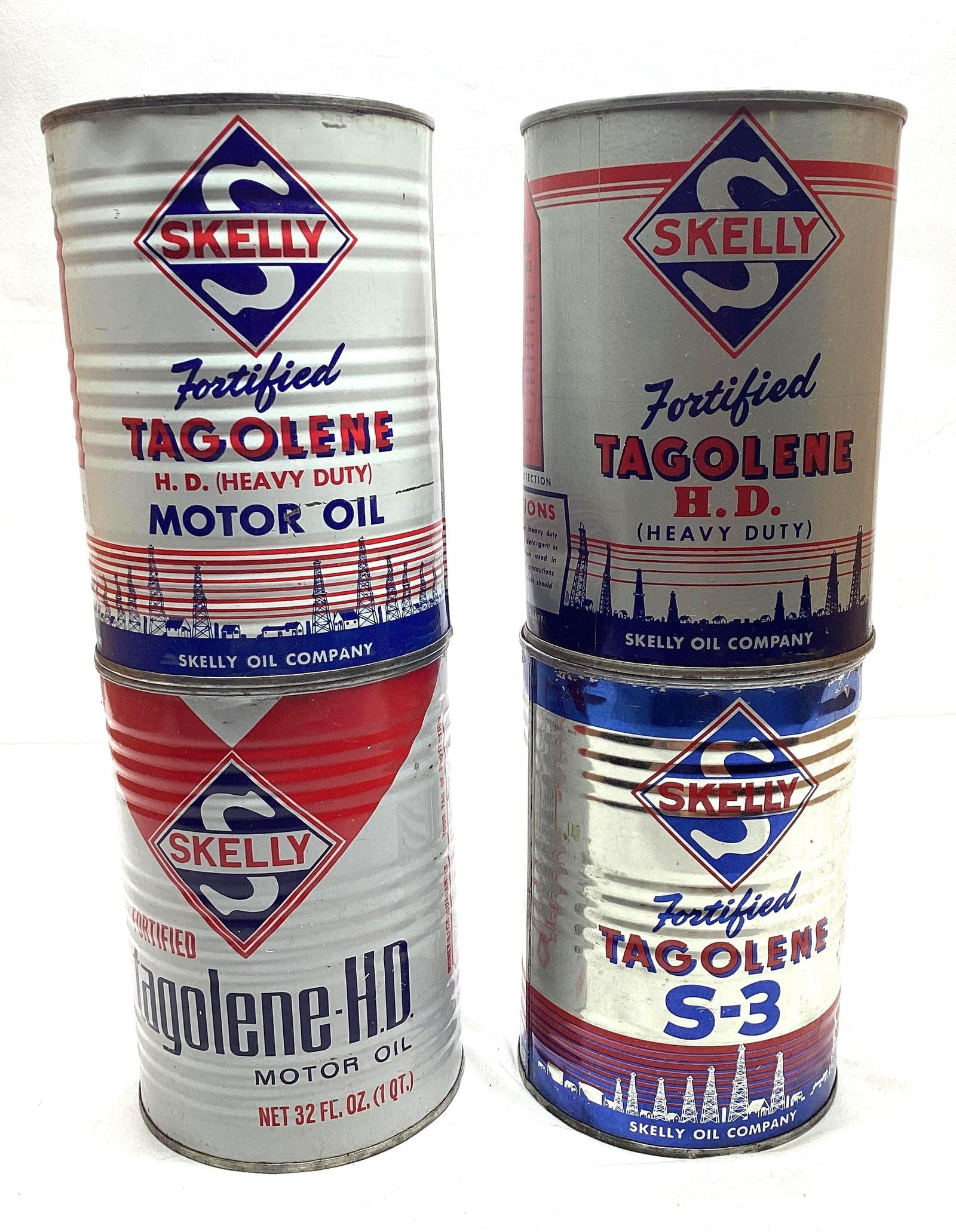 Four Skelly Tagolene Quart Oil Cans (1 of 6)