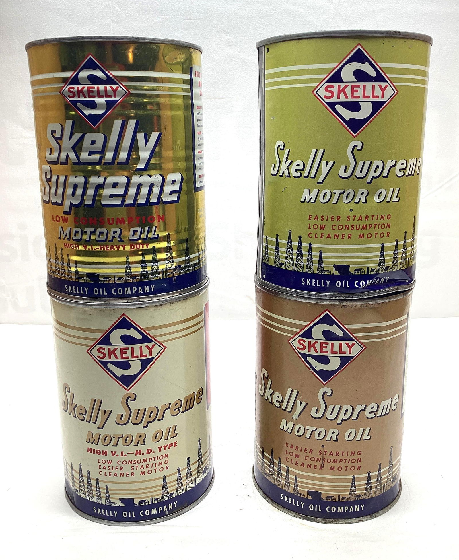 Four Skelly Supreme Quart Oil Cans (1 of 4)