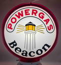 Beacon Powergas gasoline pump globe.  Texas globe features fantastic lighthouse graphics.Two