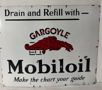 Drain and Refill with Mobiloil.  Features Gargoyle logo and reads "Make the Chart Your Grade": Drain and Refill with Mobiloil. Features Gargoyle logo and reads "Make the Chart Your Grade" Presents with nice color and light wear. Measures 30x36