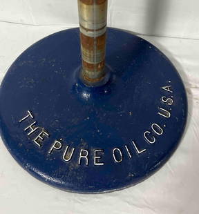 Pure Oil Company cast iron curb sign base and pole.  Pole is new base dates to the 1920's.: Pure Oil Company cast iron curb sign base and pole. Pole is new base dates to the 1920's.