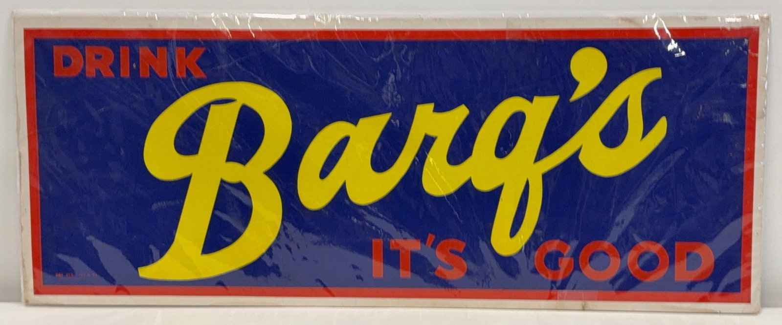 Drink Barq's Root Beer "It's Good" Poster: Drink Barq's Root Beer poster. Reads "It's Good" and presents with vibrant color in very nice condition. Loose mounted on a rigid backing with a protective sleeve.
