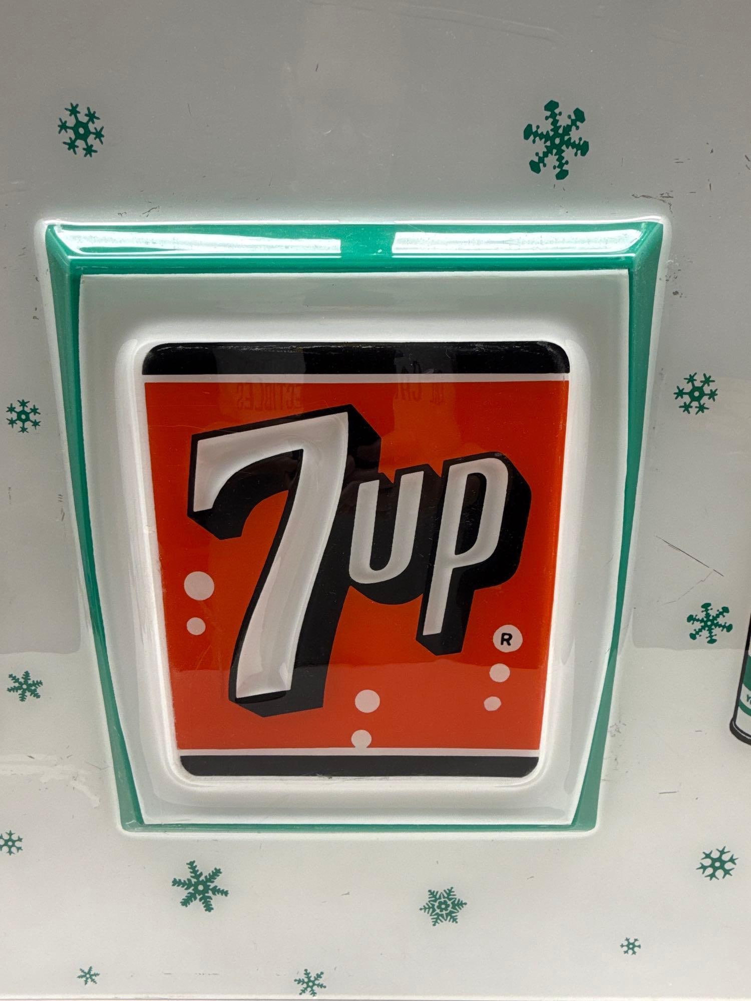 7up Embossed Lexan Lighted Sign w/ Two Cans - 5