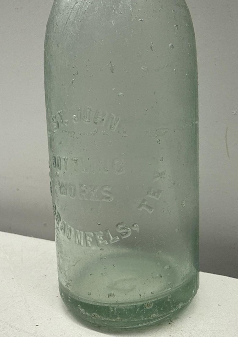 1920's St. John Bottling Works Soda Bottle New Braunfels, Texas - 4
