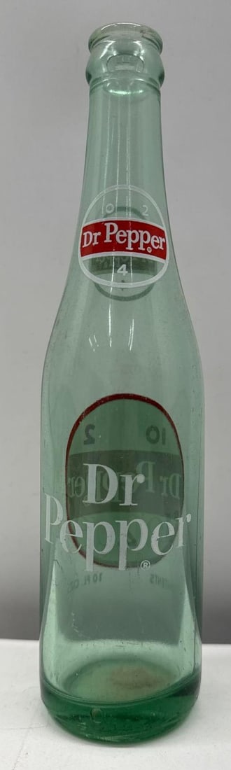 Dr Pepper Transitional Bottle w/ outlined 10-2-4 on Neck Soda Bottle - 3