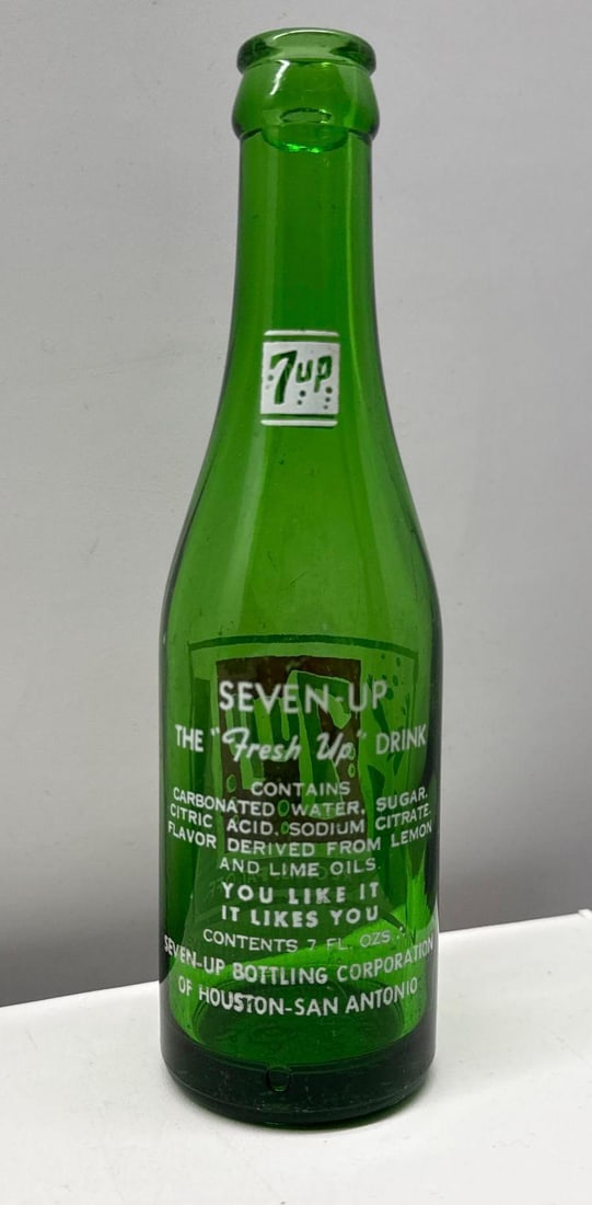 7up Art Deco Soda Bottle Houston & San Antonio, Texas - 3
