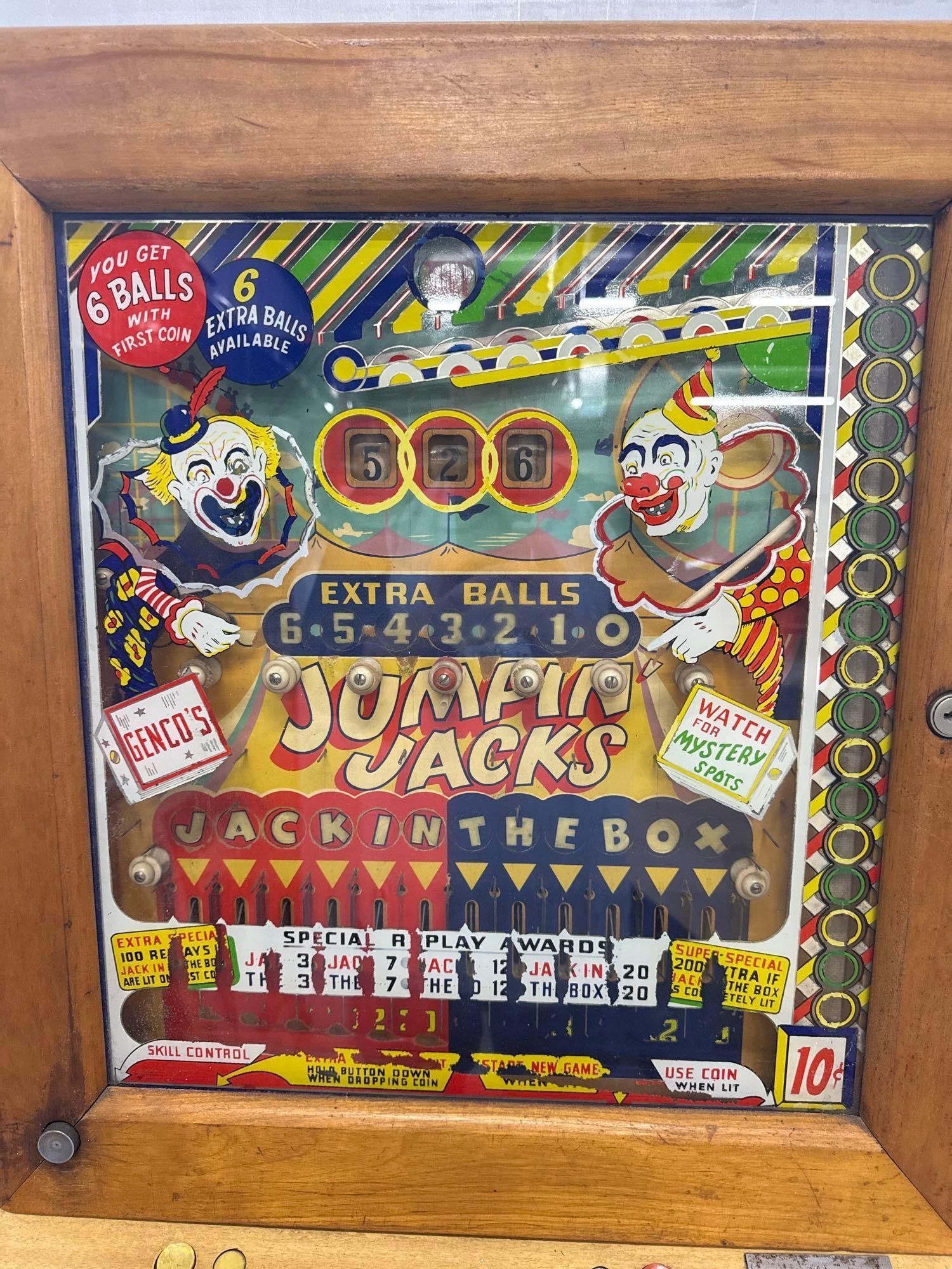 1930's Genco Jumping Jacks Clown Theme Upright Pinball Machine - 2