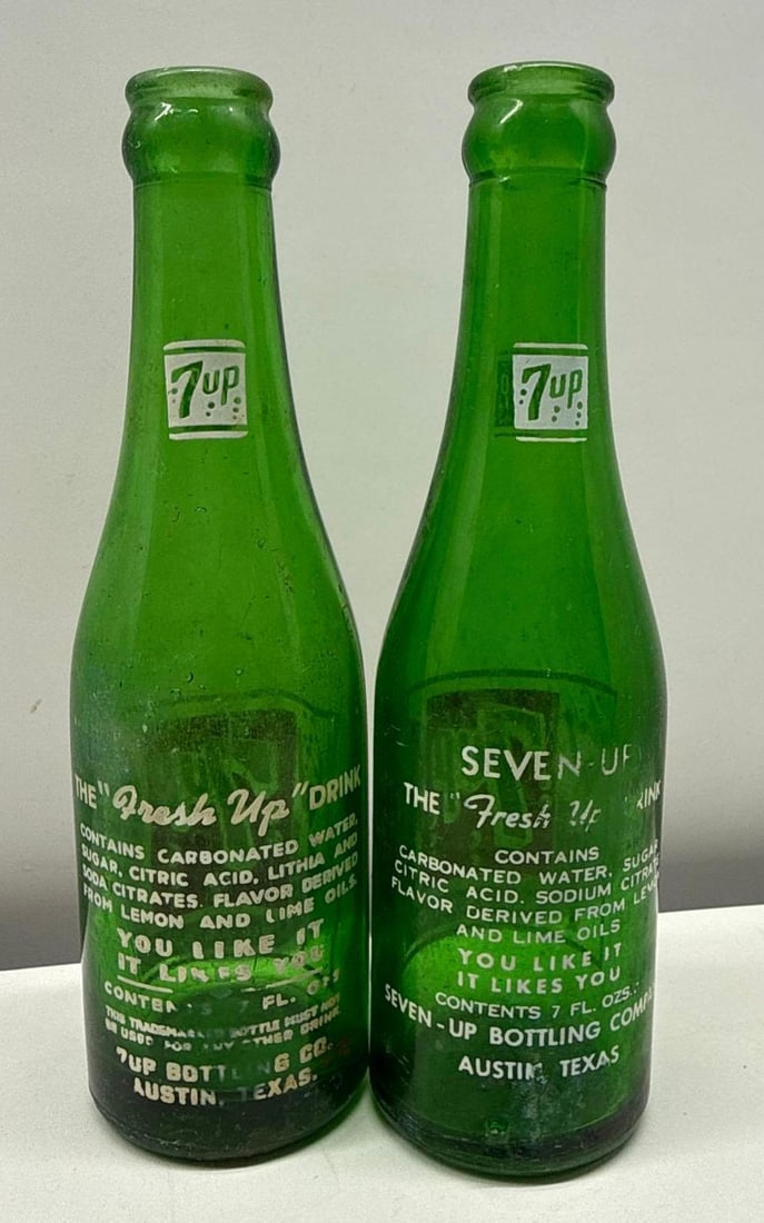 Two Art Deco 7up Soda Bottles Austin, Texas - 2