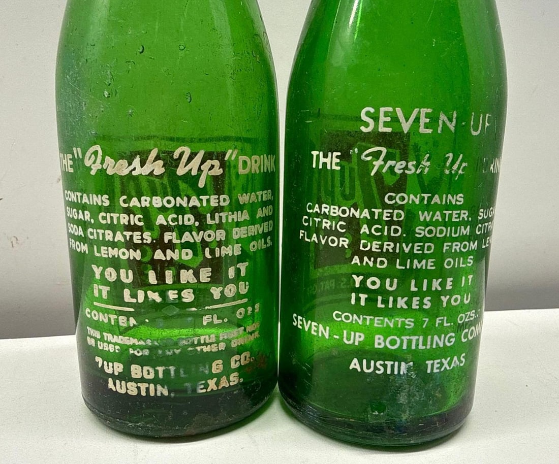 Two Art Deco 7up Soda Bottles Austin, Texas - 3