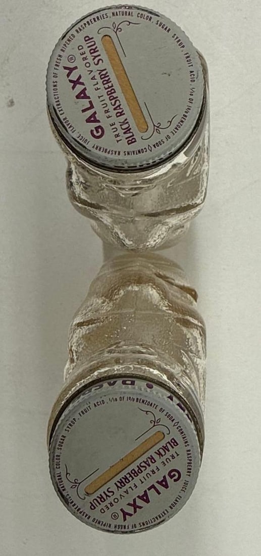 Two Black Raspberry Figural Soda Bottles - 5