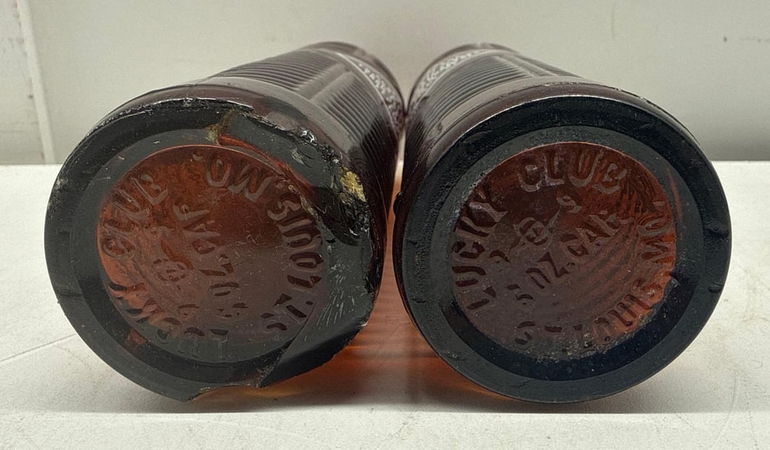 Two Amber Orange Crush Bottles w/ Crushy Man - 4